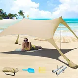 Strandzelt Pop-Up 2x2.1m LSF 50 Lycra Sonnenschutz Stabilitätsstangen