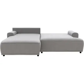 TRENDMANUFAKTUR »Fordon, Schlafsofa mit Bettkasten, Couch in L-Form, Breite 250 cm« in Struktur fein LEO, haustierfreundlich, schlamm, Recamiere links