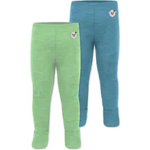 normani Outdoor Sports Normani, Outdoor Sports 2er Pack Baby Merino Unterhose mit Füßen in Blau/Grün | Gr.: 86 Blau, Grün, 86