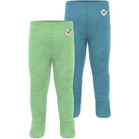 normani Outdoor Sports Normani, Outdoor Sports 2er Pack Baby Merino Unterhose mit Füßen in Blau/Grün | Gr.: 86 Blau, Grün, 86