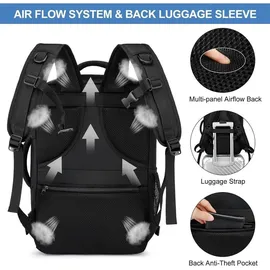 Handgepäck Rucksack 45x36x20 Schwarz 15.6 Zoll