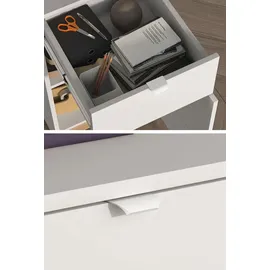 Feldmann-Wohnen Schreibtisch Torino Computertisch 120x55x79cm weiß Eiche Castello graphit 1-türig - Weiß