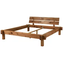 MASSIVMOEBEL24.DE Balkenbett Zerreiche 160x200 tabacco geölt Jangali 321