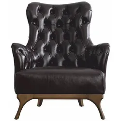 Casa Padrino Luxus Chesterfield Echtleder Sessel Dunkelbraun / Braun - Echtleder Möbel