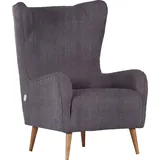 GUTMANN FACTORY Ohrensessel GUTMANN FACTORY "Vigo", grau, B:80cm H:106cm T:80cm, Sessel, Ohrensessel, Gestell antikfarben oder eiche natur