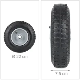 Relaxdays Schubkarrenrad 2er Set, 2.50-4, luftbereift, 2 PR, Ersatzrad bis 100 kg, Luftreifen Stahlfelge, schwarz/silber