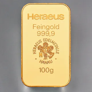 Goldbarren 100g HERAEUS - Resale