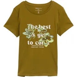 TOM TAILOR DENIM Damen T-Shirt mit Blumen-Print, grün, Uni, Gr. XXL