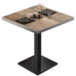 BM | Bistrotisch | B:T:H 60 x 60 x 75 cm | Sheesham / Schwarz | Quadratisch | Edelstahl Rand