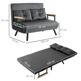 Homcom Schlafsofa mit Bettfunktion Rückenkissen 102B x 73T x 81H cm