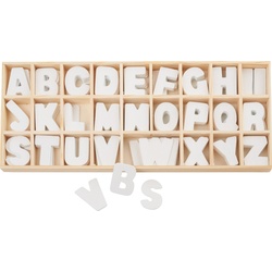 VBS Deko-Buchstaben Buchstabensortiment Holz, 156 weiße Buchstaben weiß