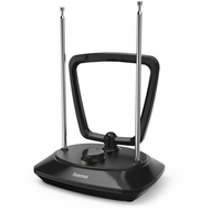 Hama Zimmerantenne „Classic“, aktiv (Empfang von DVBT, DVBT2, DAB+, DAB, UKW, Zimmerantenne für Fernseher und Radio, einstellbare Verstärkung, LTE Filter 5G, Stromversorgung über USB) schwarz