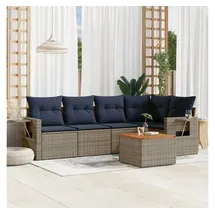 vidaXL Gartensofa-Set 6-tlg. grau Polyrattan