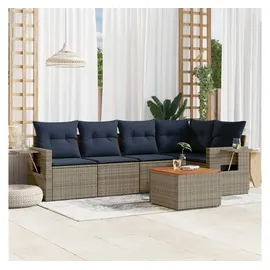 vidaXL Gartensofa-Set 6-tlg. grau Polyrattan