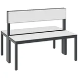 C+P Umkleidesitzbank Basic Plus, Länge 1.000 mm, doppelseitig, mit Rückenlehne, schwarzgrau/weiß