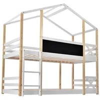 Odikalo Kinderbett Etagenbett Hochbett Baumhaus Rutsche Leiter Lattenrost 2*90x200cm Weiß weiß