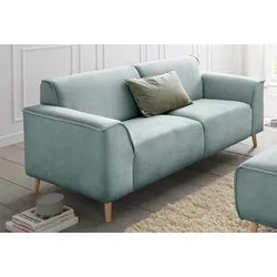 2,5-Sitzer ANDAS "Janek", grün (mint), B:193cm H:81cm T:90cm, Struktur fein ( 100% Polyester), Struktur weich (92% Polyester, 8% Nylon), Struktur fein ( 100% Polyester), Sofas, mit Federkern und Keder in scandinavischem Design