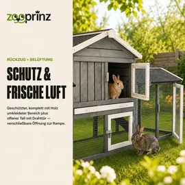 zooprinz Kleintierstall Don Camillo 210 x 85,5 x 54 cm Grau/Weiß