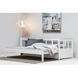 Daybett HOME AFFAIRE ""AIRA" Kinderbett, Gästebett, Skandi- Design, Schublade optional", weiß, kein Härtegrad, Daybetten, mit ausziehbarer Liegefläche, ideal fürs Jugend- oder Gästezimmer