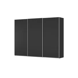 meinSchrank Schwebetürenschrank Regina 301 x 223 x 68 cm Weiß/Beige/Grau/Schwarz