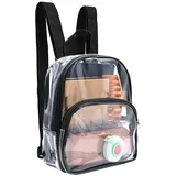 FORYNXHWIN Mini Klare Rucksack, Schwarz Klarer Rucksack, PVC Transparente Schulrucksack, Wasserdichter Transparenter Rucksack für Arbeit, Reise, Konzert und Sportveranstaltungen- 23×19×7cm - S