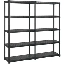 vidaXL Lagerregal Kunststoff 170x40x185 cm schwarz 5 Böden