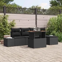 vidaXL Gartenlounge-Set 6-tlg. schwarz