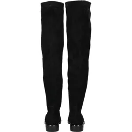 CAPRICE Damen Overknee Stiefel Kleiner Absatz Vegan, Schwarz (Black Stretch), 41 EU - Gr.:
