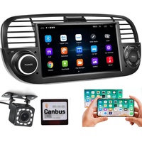 Hikity Android 13 Autoradio für FIAT 500 (2007-2015) mit Navi 7 Zoll Autoradio Bluetooth mit Bildschirm WiFi SWC USB FM RDS Radio Mirror Link Auto Radio Touch Display 2 Din mit Rückkamera+Mikrofon