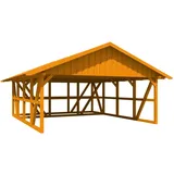 SKANHOLZ Skan Holz Carport Schwarzwald m. Dachschalung u. Abstellr. C 684 x 772 cm Eiche