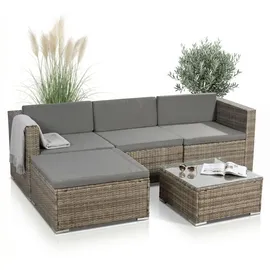 MuCoLa Polyrattan Lounge-Set 5-tlg. grau