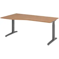 Bümö Schreibtisch Nussbaum, Graphit, Nachbildung,Nussbaum, Rechteckig, 180x74x100 cm FSC