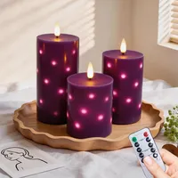 3er-Set Led Kerzen mit Integrierte Lichterkette und Fernbedienung Timer