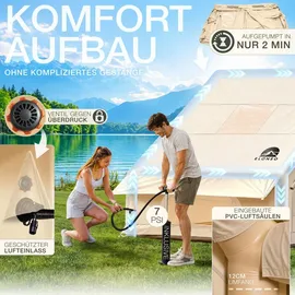 eloneo aufblasbares Zelt 4-6 Personen Beige