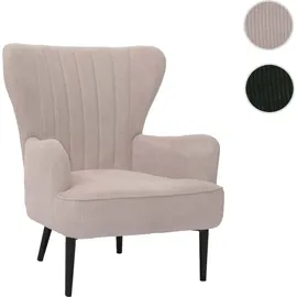 Mendler Lounge-Sessel HWC-K37 Cord 75 x 80 x 78 cm Beige mit Kissen