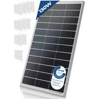 Solarpanel Monokristallin - 50 100 130 150 oder 165 W, 18 V für 12 V Batterien, Photovoltaik, Ladekabel, Setwahl - Solarzelle, Solaranlage für Wohnwagen, Camping, Balkon, Gartenhäuser