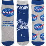 UNITED LABELS NASA Socken für Jungen Kinder Sneaker Kindersocken Blau/Grau (3er Pack) (as3, numeric, numeric_27, numeric_30, regular) - 27-30