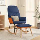 Prolenta Premium Schaukelsessel mit Hocker Blau Stoff - Schwarz
