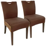 Amagohome Polsterstuhl Rattanstuhl Polsterstuhl Esszimmer Stuhl Korbstuhl Bilbao mit Griff Po braun