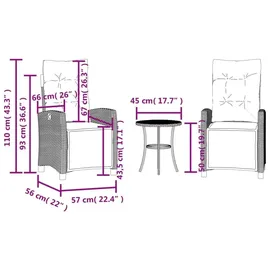 vidaXL Bistroset 3-tlg. Schwarz