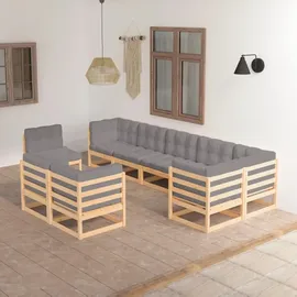 vidaXL 9-tlg. Garten-Lounge-Set mit Kissen grau
