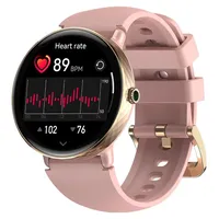 Drahtlose Anrufe Damen Smartwatch 1,2 Zoll AMOLED Bildschirm Doppelriemen Gesundheitsueberwachung Smart Watch - Rosa