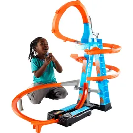 Hot Wheels - Himmelscrash-Turm, 60cm hoch mit Beschleuniger und orangem Track mit Looping, Geschenk für Kinder von 5 bis 10 Jahren, Abweichungen in Verpackung vorbehalten, GWT39