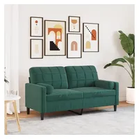 vidaXL 2-Sitzer-Sofa mit Zierkissen Dunkelgrün 140 cm Samt