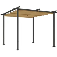 Outsunny Pergola Beige, Metall, 300x227x300 cm, Sonnenschutz, Pavillons