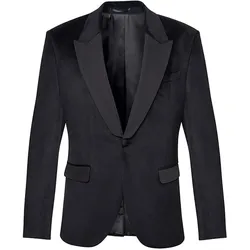 steffen klein Herren Business-Sakko elegantes Samt-Sakko mit Schulterpolstern Jacke Business-Mode Jackett 901118 Schwarz - 50