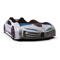 Möbel-Zeit Autobett Autobett Racing XR9 Model Kinderbett mit Flügeltüren + Licht + Sound weiß