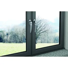 BASI 7554-0010 Fenstergriff mit Druckknopfsicherung Silber