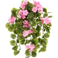 Flair Flower Künstliche hängende Geranie Balkonblume Zimmerpflanze Klassische Pflanze Blütenbusch Grünpflanze Girlande Ranke