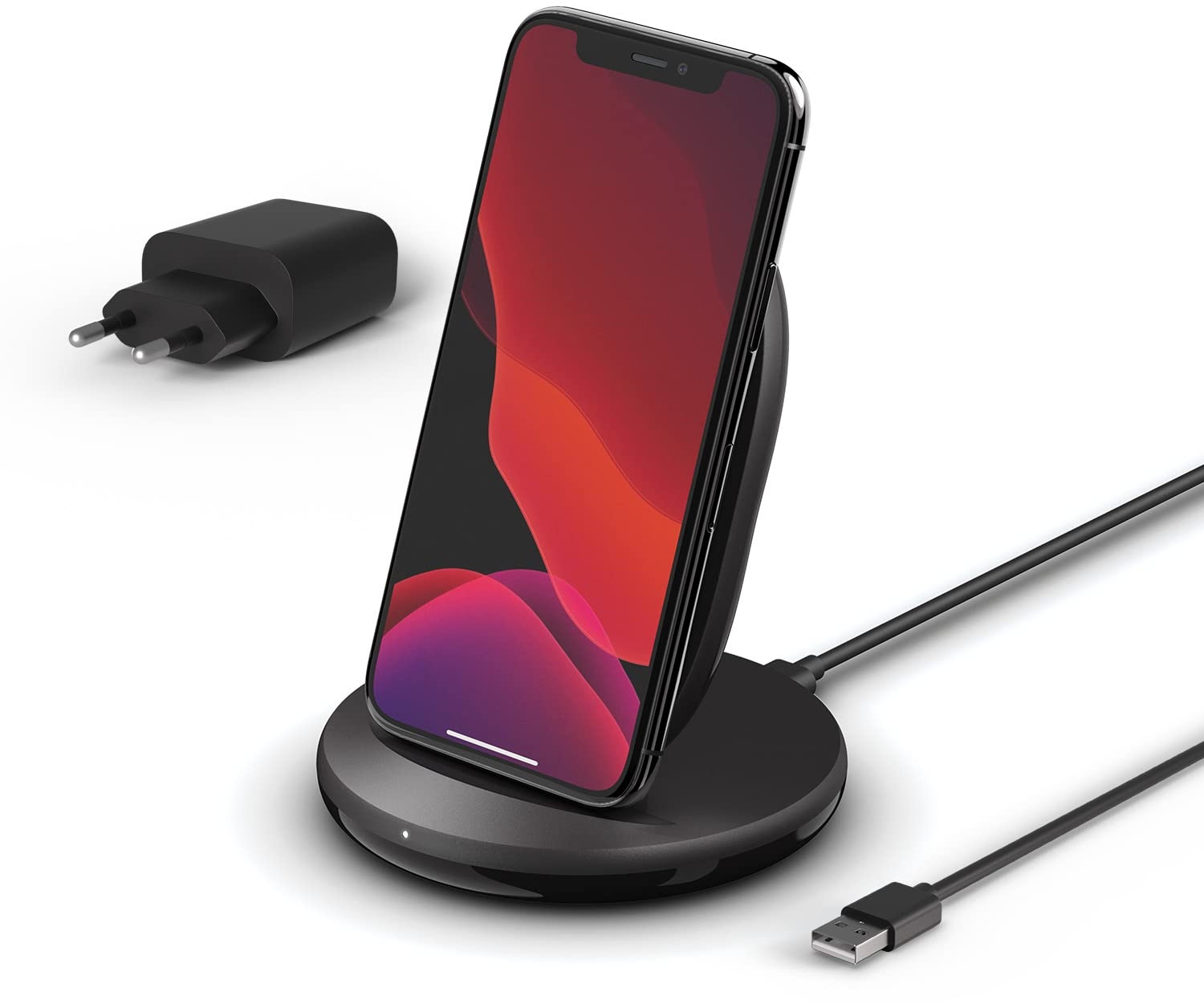 Belkin BoostCharge drahtloser Ladeständer, 15 W (Qi-Ladeständer zum schnellen drahtlosen Laden für Geräte wie iPhone, Samsung, Pixel) - Schwarz